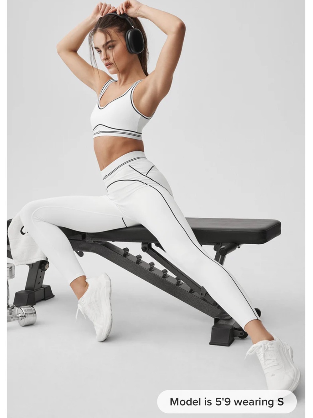 Set!(2)ALO Airbrush HighWaist Heart Throb Legging XS & Bra S White Black - Picture 16 of 16